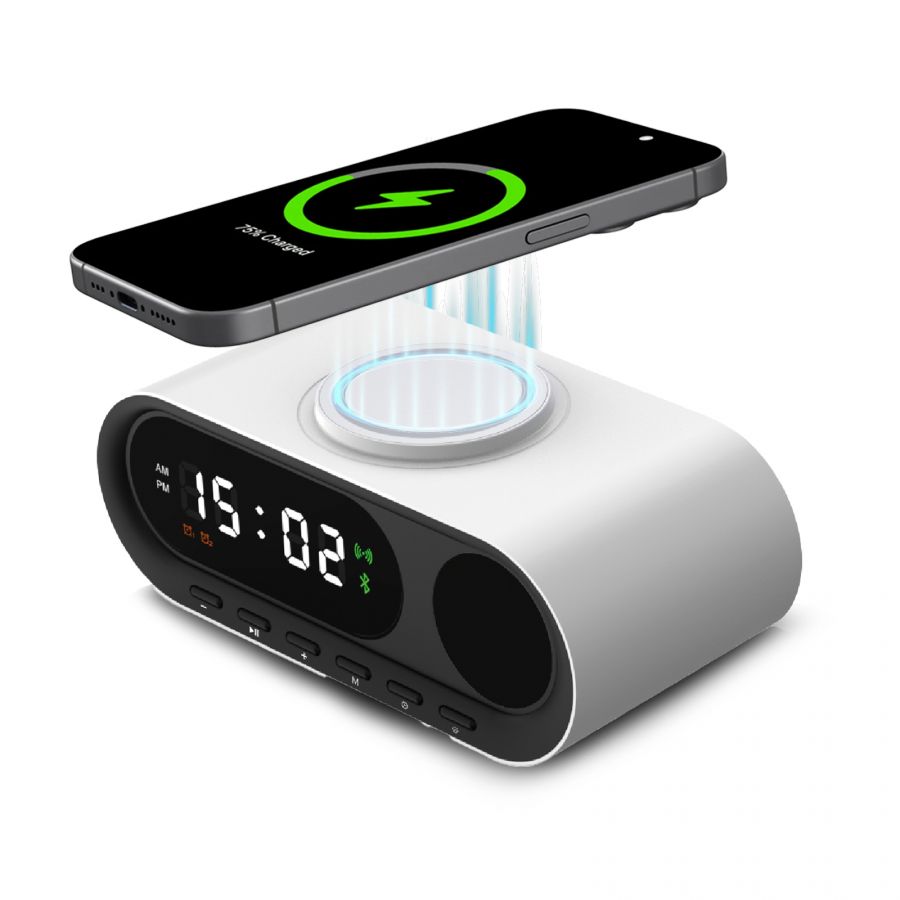 264902 MELODİ BEYAZ WIRELESS ŞARJ STANDI VE HOPARLÖR