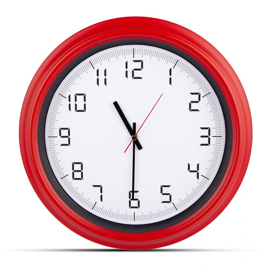 5007104 ATLAS KIRMIZI PLASTİK KASA DUVAR SAATİ (380MM)