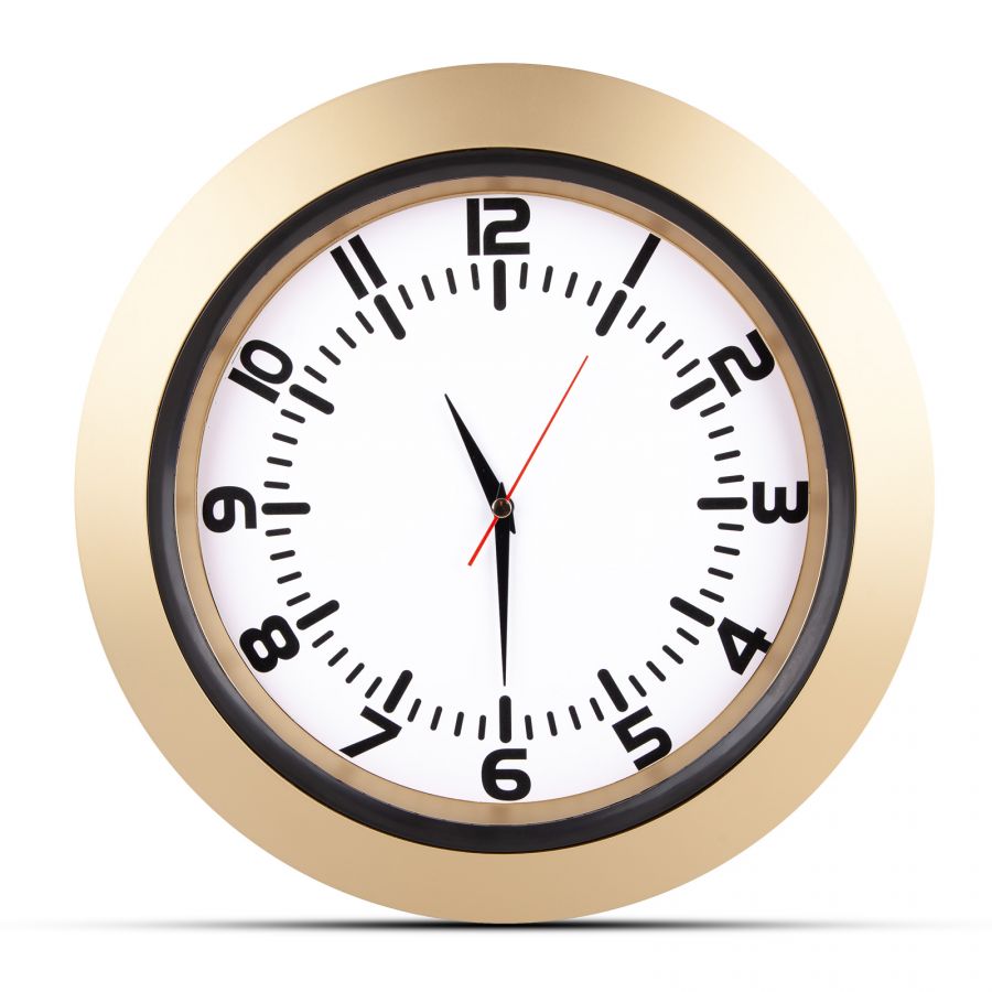 5033343 UMAY ALTIN-BEYAZ PLASTİK KASA DUVAR SAATİ (350 MM)